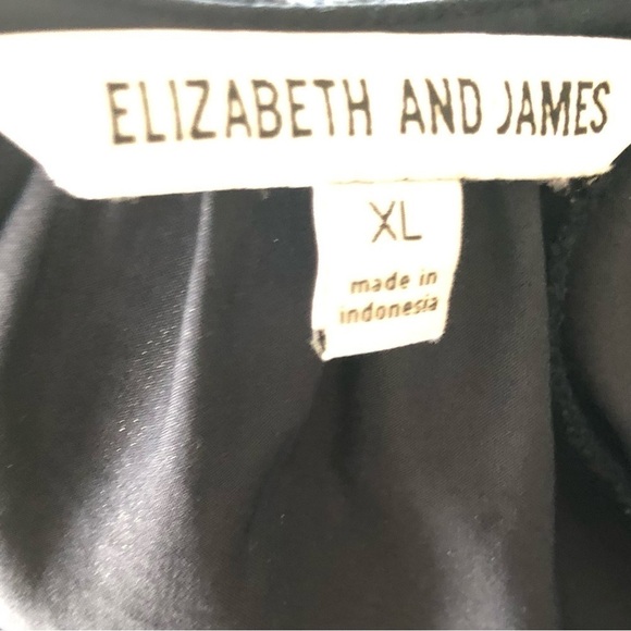 Elizabeth And James Boho Tiered Mini Shift Dress XL RegencyCore Navy Puff Sleeve - Picture 8 of 9